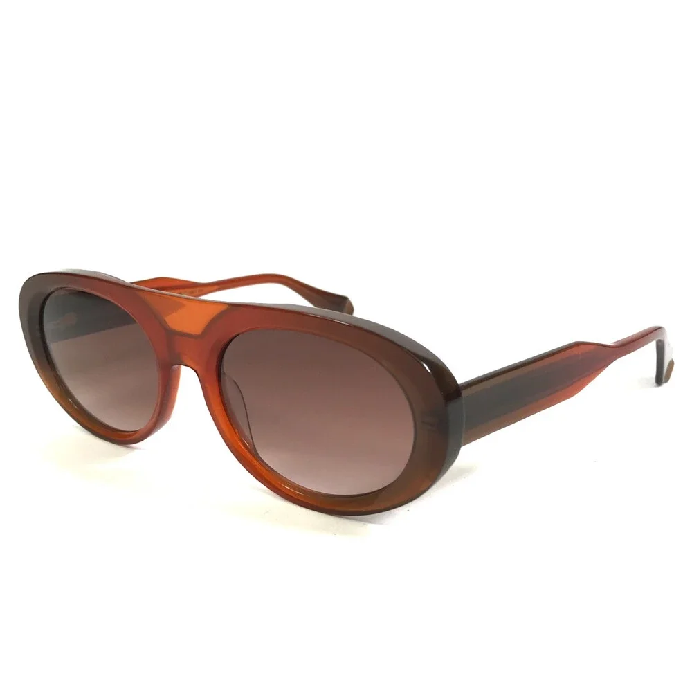 Gigi Studios Sunglasses LUMI 6990/9 Brown Oval Frames with Gradient Brown Lenses